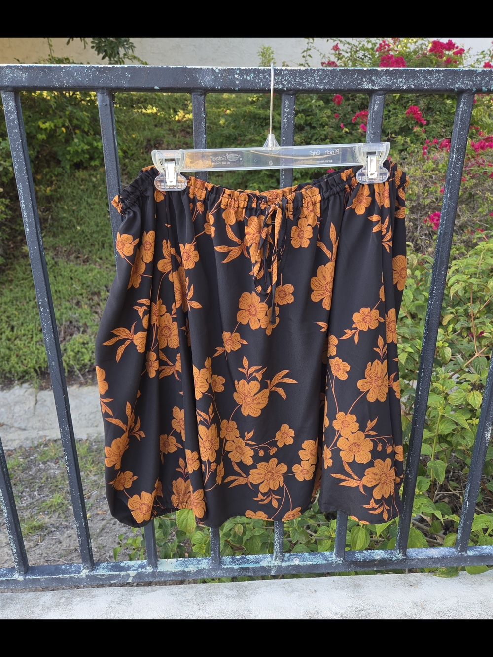 Sanctuary Black Blouse with Orange Floral Print